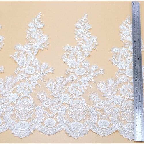 New Handmade Pure White Black Wedding Beaded Car Bone Lace Clothing Accessories 1Yard/pack