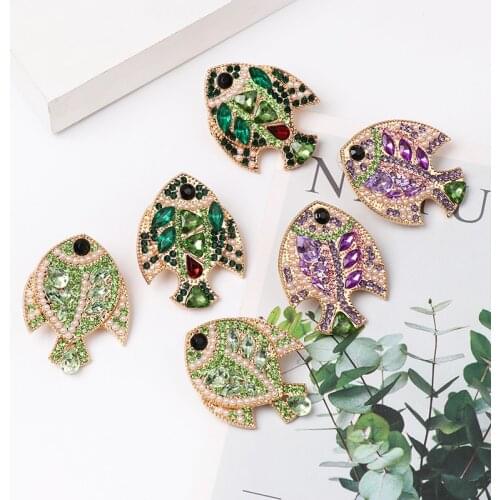 JURAN Hot 2019 Trendy Colorful Crystal Fish Earrings for Women Maxi Drop Earrings Luxury Rhinestone Statement Jewelry Wholesale