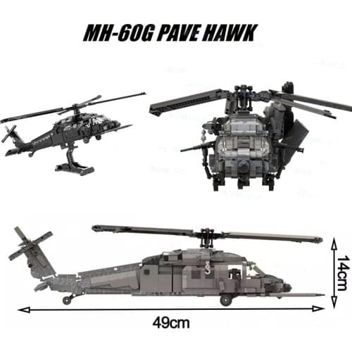 MOC Military Helicopters Airplane MH-60G Modern Weapons Building Blocks US Bricks Accessories Special Forces Soldiers parts Toys