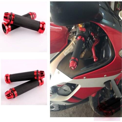 Motorcycle CNC Aluminumum Rubber Gel Hand Grips Chopper Cruiser Bobber For 22mm Handlebar Sport Bike Red Motorbike Accessories