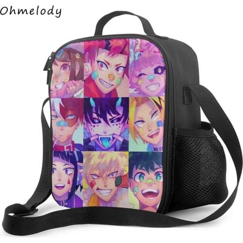 My Hero Academia Anime Boys Girls Lunch Bags Shoulder Straps Crossbody Lunch Bags Cooler Insualtion Bag for School Work Picnic