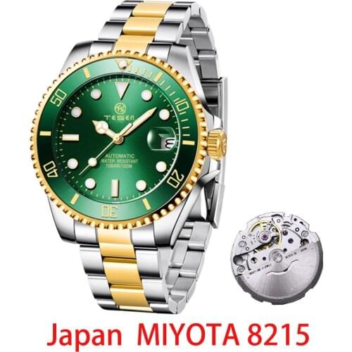 TESEN 2021 New Luxury Brand Men Automatic Watches Luminous Fashion Watches for men Mechanical Wristwatches MIYOTA 8215 Movement