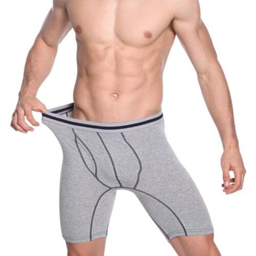 Men Sexy U Convex Long Boxer Shorts No Trace underwears Male Cotton Breathable Anti Abrasion Legs Long Legs Panties Trunks Boxer