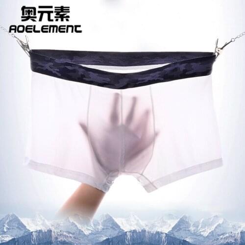 New new breathable one-piece health underwear mens ice silk seamless boxers shorts summer thin transparent boxes