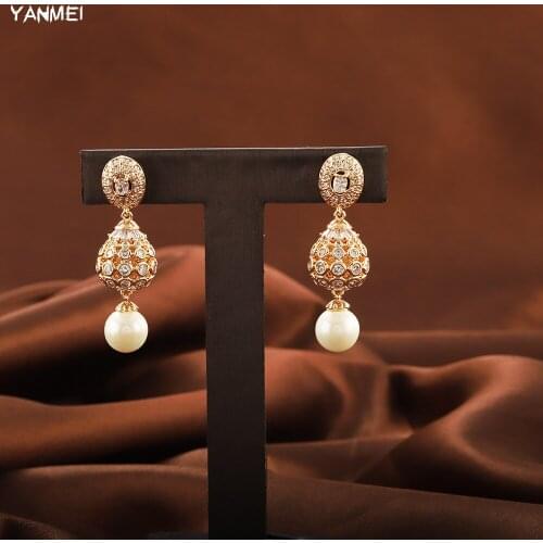 Palace Vintage Engraving Pearl Pendant Earrings Water Drop Noble Exquisitely Crafted Jewelry Banquet Top Luxury Accessories