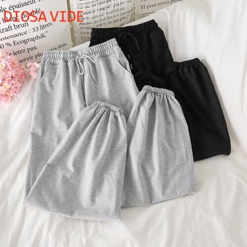 Gray casual wide-leg pants 2020 new autumn net red pants female ins super fire student all-match trousers