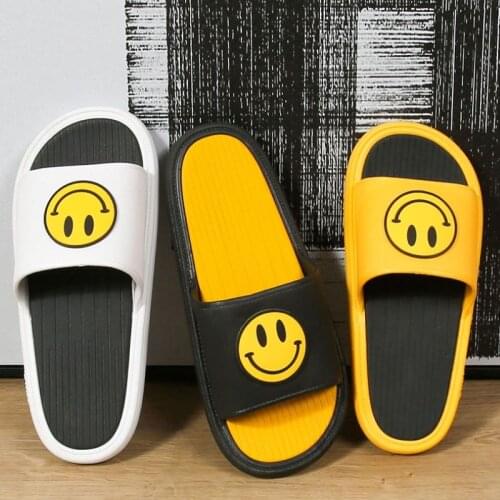 Women Smiley Slippers Eva Soft Leisure Men Indoor Bathroom Anti-slip Shoes Couple Thick Platform Outdoor Fashion Sandals