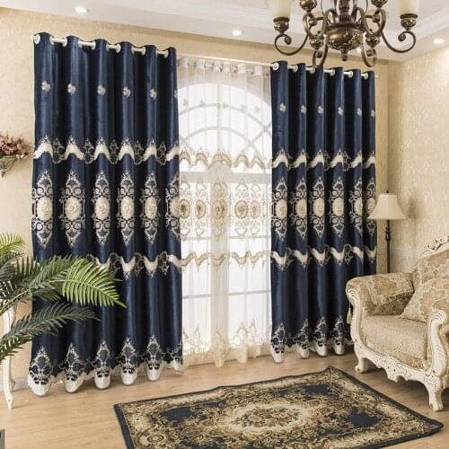 Curtains for Living Room Bedroom European Embroidered Vertical Blinds Curtains with Screens Cord Embroidery Stack Flowers Beaded