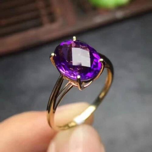 Natural And Real Womens Ring Natural Amethyst 925 Sterling Silver Rings Fine Elegant Jewelry New Arrival