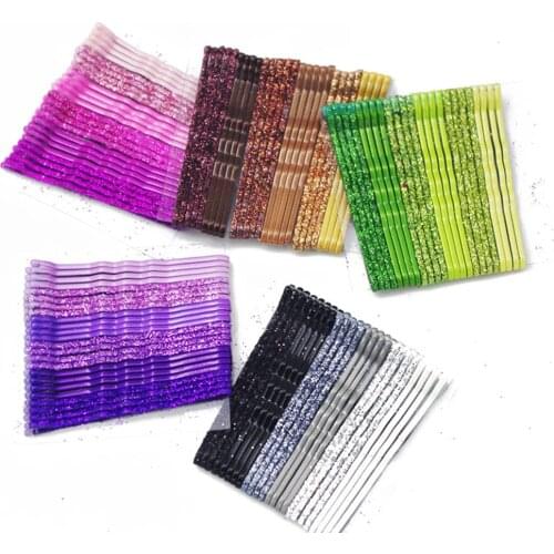 24PC /SET Thin Black Hair Clips Wave Flat Curved Hairpin Styling Metal Barrette Hair Grip Red Red Blue Green Pink Hair Clip