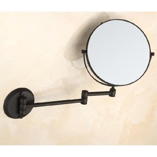 Vidric Bath Mirrors Cosmetic Makeup Mirror 8 inch Round Wall Mirrors of Bathroom Floding Magnifying Mirror Brass Black Mirrors