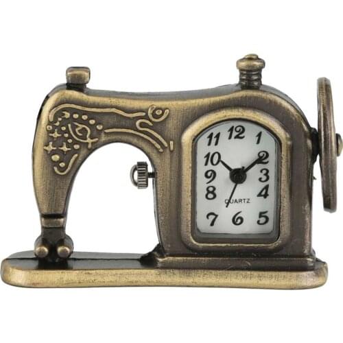 Vintage Sawing Machine Shape Quartz Pocket Watch Female Open Face Necklace Chain Pendant Watch Grandmother Gift relogio de bols