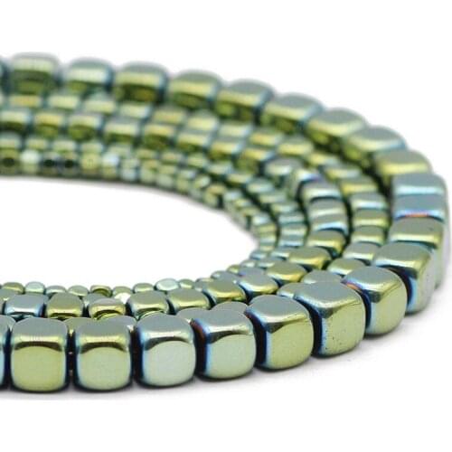 Square Cube Shape Copper Red 2/3/4/6MM Hematite Natural Stone Spacers Charm Loose Beads For Jewelry Making Handmade DIY Bracelet