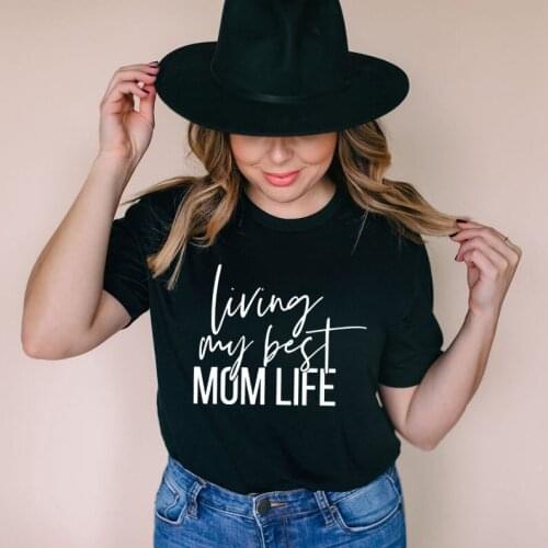 Living My Best Mom Life Mommy Graphic Tee Women Fashion Aesthetic Grunge Street Style Mother Gift Quote Vintage Tee