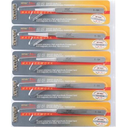 10pcs/Lot Anti-Static Tweezers For Eyelash Extension Stainless Steel Precision Tweezers Makeup Repair Tool