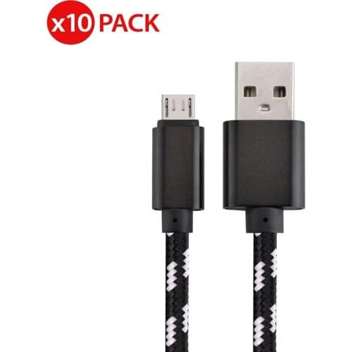 10x Micro USB Fast Charger Data Sync Cable Nylon Braided Cord for Samsung LG HTC USB