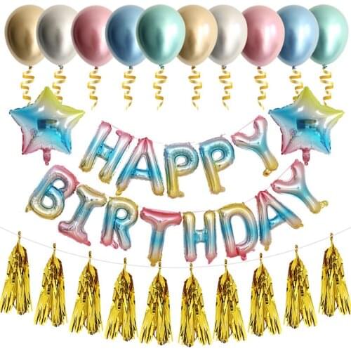 16inch Foil Letter Balloons Banner 1st Birthday Party Decorations Baby Kids Adult Boy Girl Rose Gold Tassel Garland Supplies