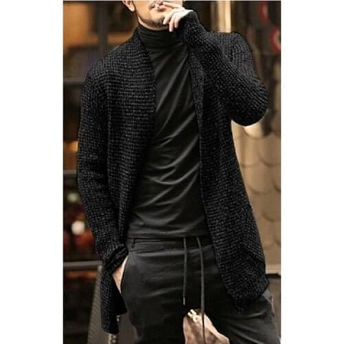 2020 autumn and winter foreign trade cross border fashion mens long sleeved cardigan windbreaker medium long sweater