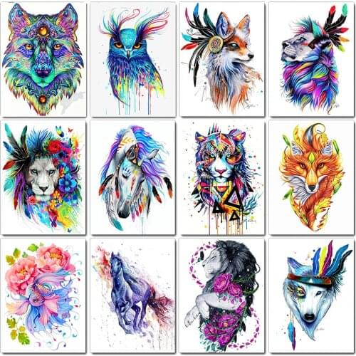 2021 Brand new 5D DIY mosaic diamond painting color animal lion, tiger diamond embroidery art high quality handmade gift