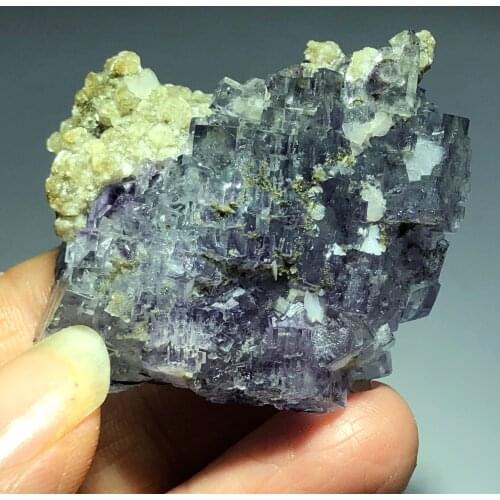 42.9gGeological teaching specimen of ladder purple Fluorite Crystal mineral stone home decoration restoration in Yaogang County