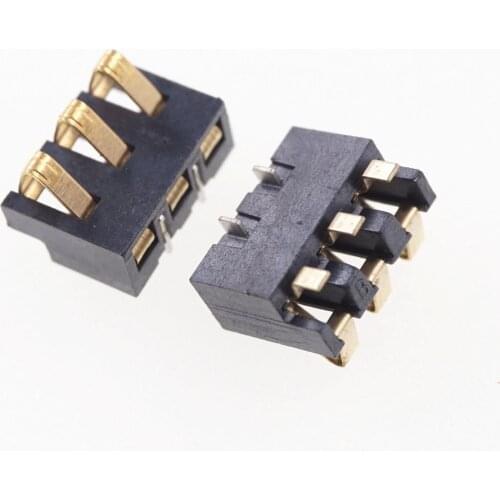 5 pcs 2.5 mm Pitch 3 Pin Spring Compression Contact male Surface Mount Battery Connectors Through Hole Tab 0.6mm Reflow Solder