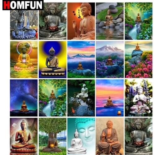 HOMFUN 5D Diamond "Religious buddha" Diamond Embroidery Full Round/ Square Diy Diamond Painting Cross Stitch Home Decor