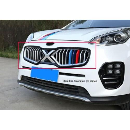 Car protect detector stainless steel trim Front up Grid Grill Grille Around 1pcs FOR Kia Sportage KX5 2016 2017