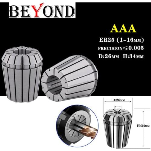 BEYOND AAA 1Pcs ER ER25 1-16mm High Precision Elastic Collet 0.005 Spring Collet For CNC Lathe Engraving Milling Machine