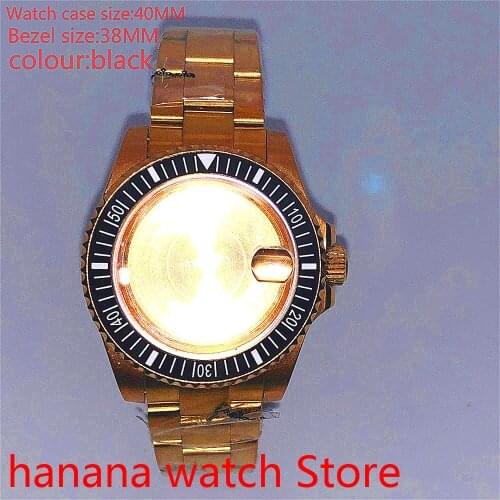 Bliger Suitable for NH35 36 Mingzhu2813 Miyata automatic winding 40mm sealed back gold box series, with rotating bezel black