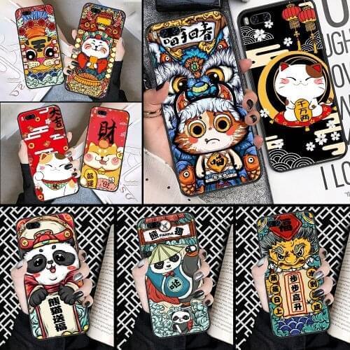 Japan Cute Lucky Cat panda Phone case For Xiaomi Mi Max Note 3 A2 A3 8 9 9T 10 Lite Pro Ultra black silicone cell cover 3D funda
