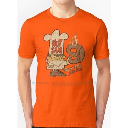 Hot Sam Pretzels T Shirt 100% Pure Cotton 1980s 1966 Hot Sam Pretzel Starcourt Mall Chef Vintage Retro Hot Sam Stoned 420
