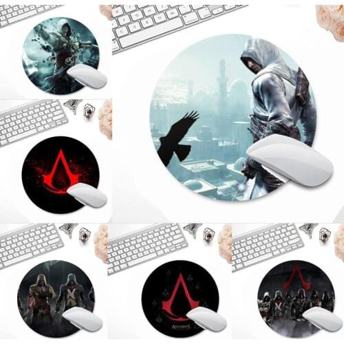 Assassins Game Creedes Natural Rubber Gaming mousepad Desk Mat Round Non-slip Cushion