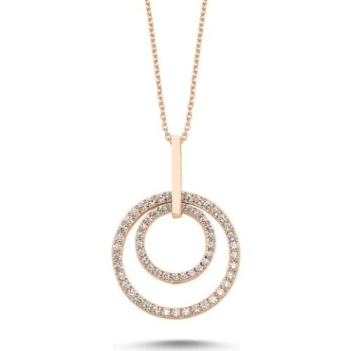 KUTAYDAN Movable Double Circle Zircon Stone Ghost Pendant 925 Sterling Silver