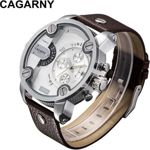 Cagarny Quartz-Watches Men Wrist Watch Dual Time Zones Military Wristwatches Man Clock Sport Relogios Masculino Wholesale 10pcs