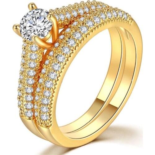 Milangirl 2 Ring Set For Women Female Fashion Jewelry Cubic Zircon Ring Party Jewelry Anniversary