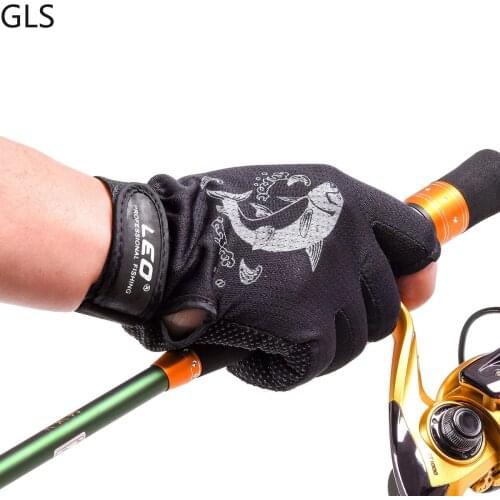 Men New Fishing Gloves Outdoor Non-slip Fishing Protective Gloves Three Fingers Cut Sports Half Finger Gloves Fishing Waterproof