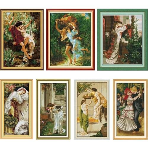 Joy Sunday Happy Time Cross Stitch Kit Stamped Pattern 11CT 14CT Counted Printed Craft Embroidery Art Sewing Decoration Gift Set