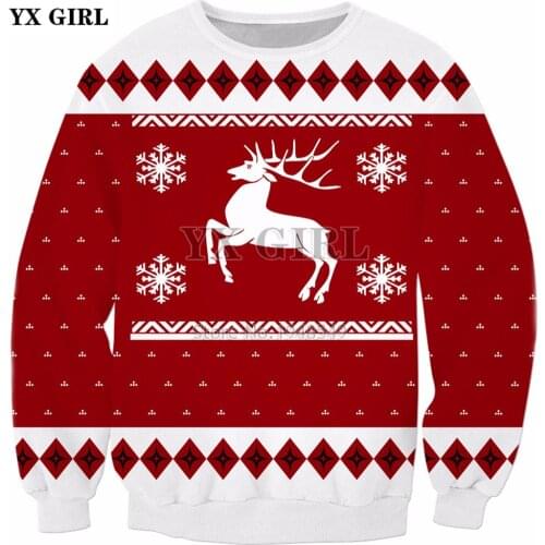 YX GIRL 2018 New style Hoodie Ugly Christmas Sweatshirt With Cat Smoking Santa 3d Print Mens Womens casual Crewneck Pullover