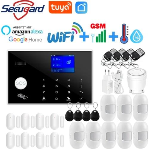 Smart Home Burglar WiFi GSM Alarm System Temperature & Humidity Display TFT Screen RFID APP Touch Keyboard 433 Door Sensor Alarm