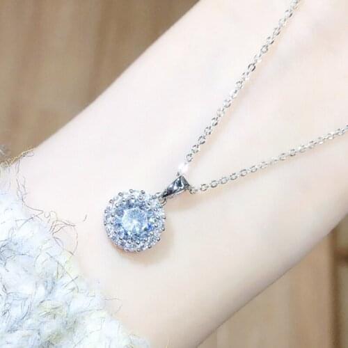 BOTU Classic Zircon Round Shape Pendants Necklace for Women Rose Gold Pendant Fashion Femme Bijoux Drop Shipping