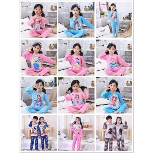 Baby Boys Girl Pajamas Frozen Anna Elsa Clothing Set Kid Long Sleeve Cartoon Home Clothes Girl Sleepwear Suit Children Nightgown