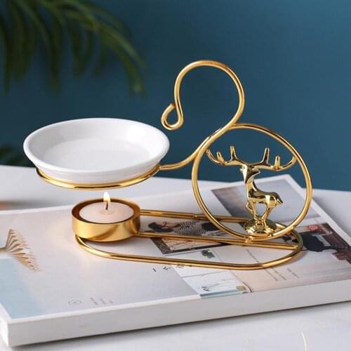 Candle Holder Elk Statue Essential Oil Burner Candlestick Aroma lamps Wedding Decoration Salon Candles Container Modern Decor