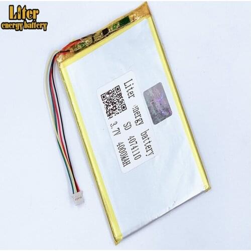 Plug 1.0-5P 4074110 4075110 3.7V 4000mah Tablet PC lipo battery in rechargeable Batteries with full capacity
