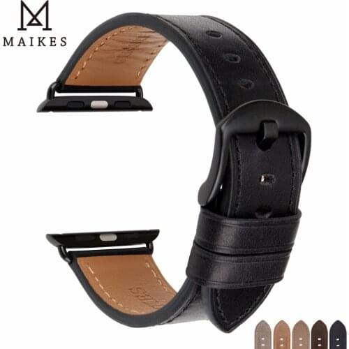 MAIKES Leather Strap For Apple Watch Band 44mm 40mm / 42mm 38mm Series 4 3 2 1 All Models Watchbands iWatch Bracelet