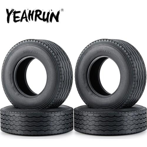 YEAHRUN 28mm Width Black Rubber Tyres Wheel Tires for Tamiya 1:14 RC Trailer Tractor Truck Front Wheel Rims 1