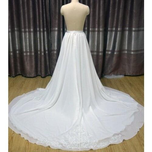 Chiffon Wedding Skirt Train Bridal Wedding Overskirt bride Skirt Train, Removable applique Skirt Train custom size bridal skirt