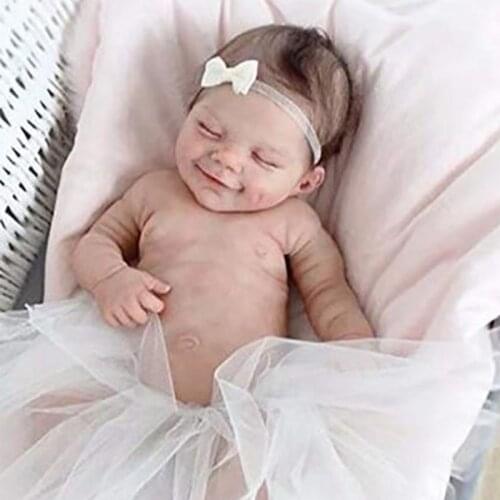 55cm Reborn Girls Soft Body Cute Smiley Newborn Girl Doll Baby Full Silicone