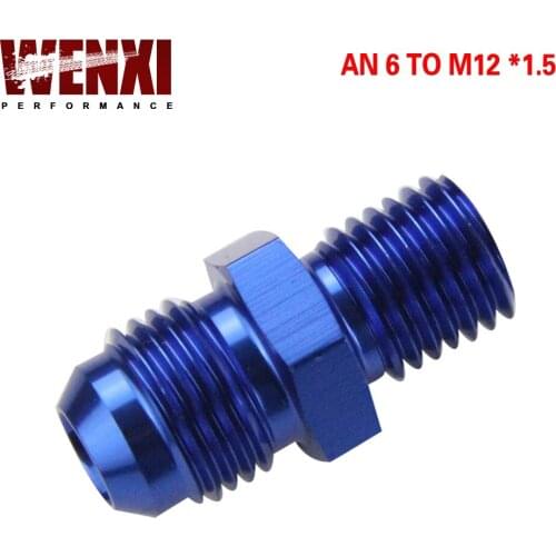Blue Male 6AN 6 An Flare To M12x1.5(mm) Metric Straight Fitting AN 6 To M12 *1.5 Port. Adapter WX-SL816-06-123-011