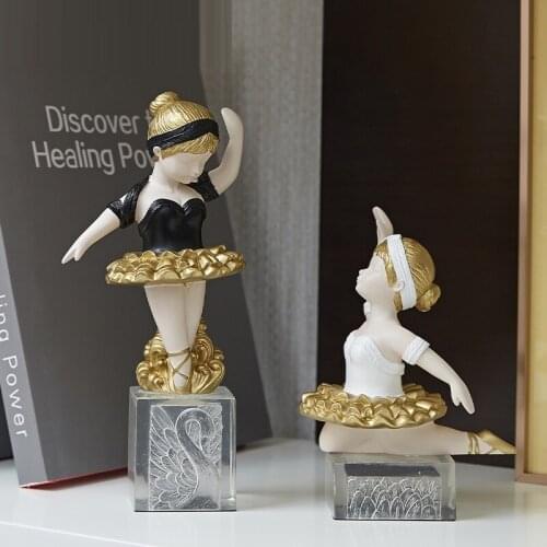 NORDIC STYLE MODERN CUTE VELVET MINUET CHARACTER STATUE SWAN DANCE FIGURE FIGURINE RESIN CRAFTS HOME DECORATION ORNAMENT R4217
