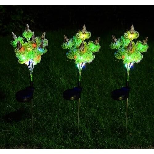 62cm LED Solar Lights for Garden Decoration Waterproof Battery Operated Pine Cone Tree Plug Light Light Control Yard Night Light